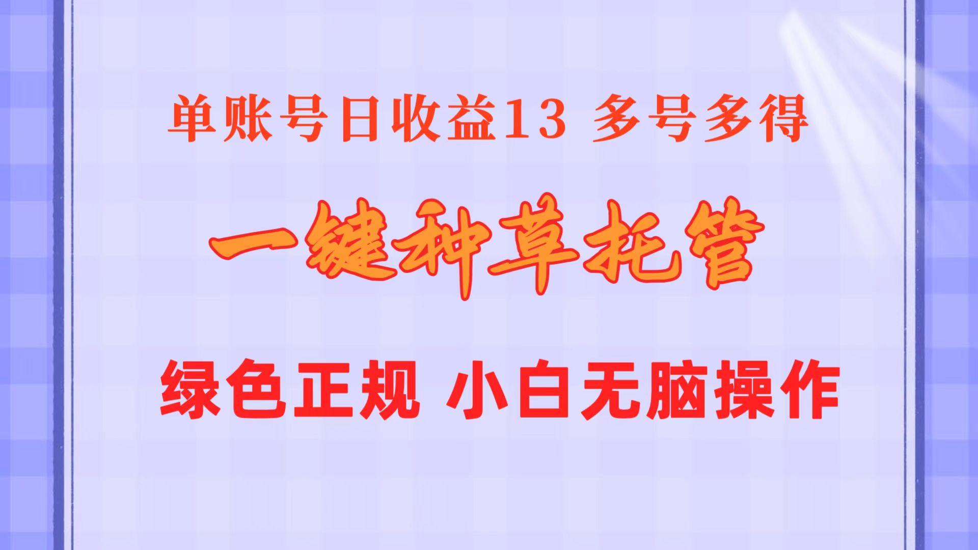 一键种草托管 单账号日收益13元  10个账号一天130  绿色稳定 可无限推广-网创小站
