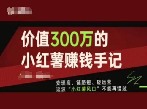 价值300万的小红书赚钱手记，变现高、链路短、轻运营，这波“小红薯风口”不能再错过-网创小站