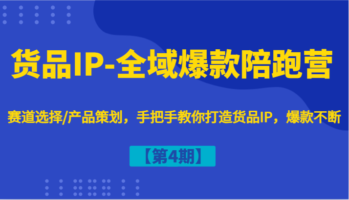 货品IP-全域爆款陪跑营【第4期】赛道选择/产品策划，手把手教你打造货品IP，爆款不断-网创小站
