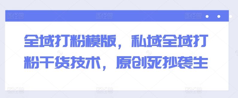 全域打粉模版，私域全域打粉干货技术，原创死抄袭生-网创小站