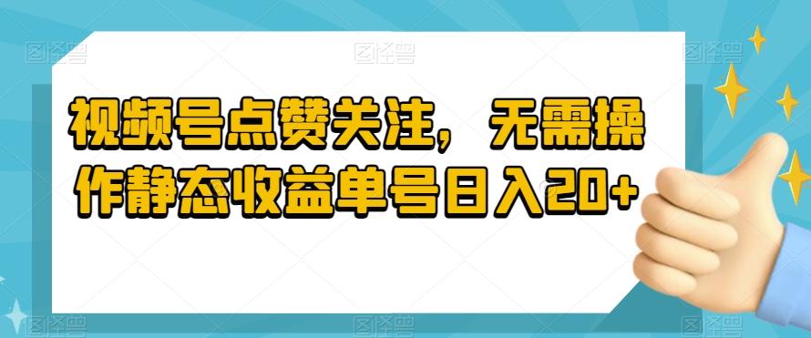 视频号点赞关注，无需操作静态收益单号日入20+-网创小站