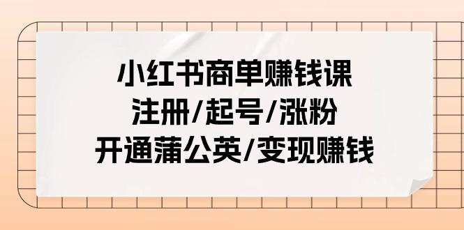 小红书商单赚钱课：注册/起号/涨粉/开通蒲公英/变现赚钱(25节课)-网创小站