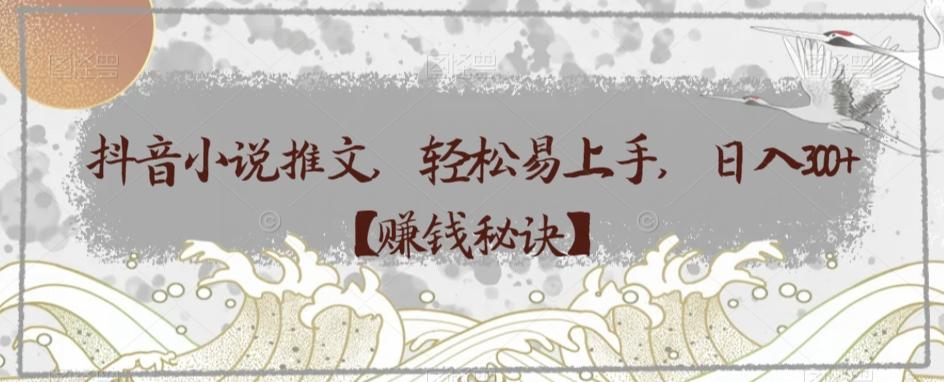抖音小说推文，轻松易上手，日入300+【赚钱秘诀】-网创小站