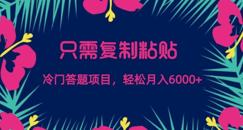 只需复制粘贴，冷门答题项目，轻松月入6000-网创小站