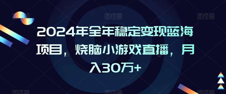 2024年全年稳定变现蓝海项目，烧脑小游戏直播，月入30万+【揭秘】-网创小站