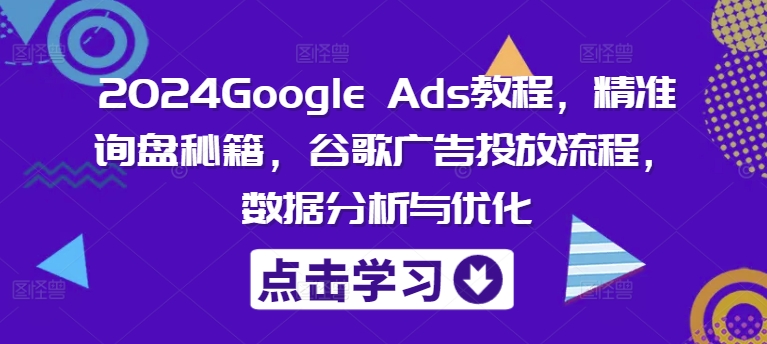 2024Google Ads教程，精准询盘秘籍，谷歌广告投放流程，数据分析与优化-网创小站