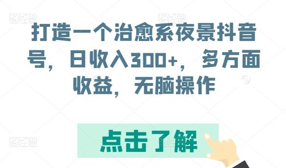 打造一个治愈系夜景抖音号，日收入300+，多方面收益，无脑操作【揭秘】-网创小站