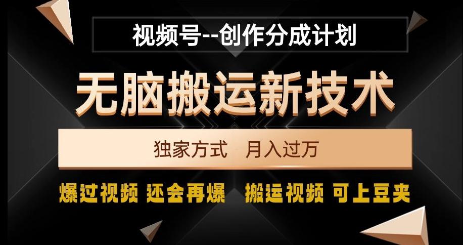 视频号无脑搬运新技术，破原创壕流量，独家方式，爆过视频，还会再爆【揭秘】-网创小站