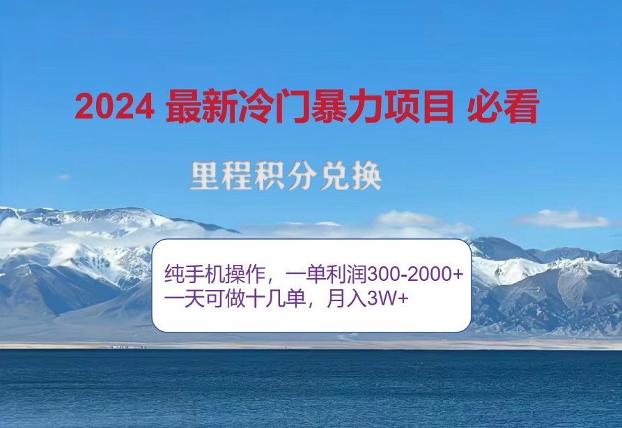 2024惊爆冷门暴利，里程积分最新玩法，高爆发期，一单300+—2000+-网创小站