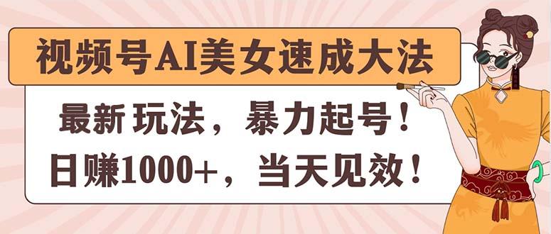 视频号AI美女速成大法，暴力起号，日赚1000+，当天见效-网创小站