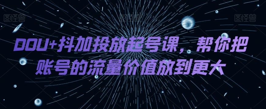 DOU+抖加投放起号课，帮你把账号的流量价值放到更大-网创小站