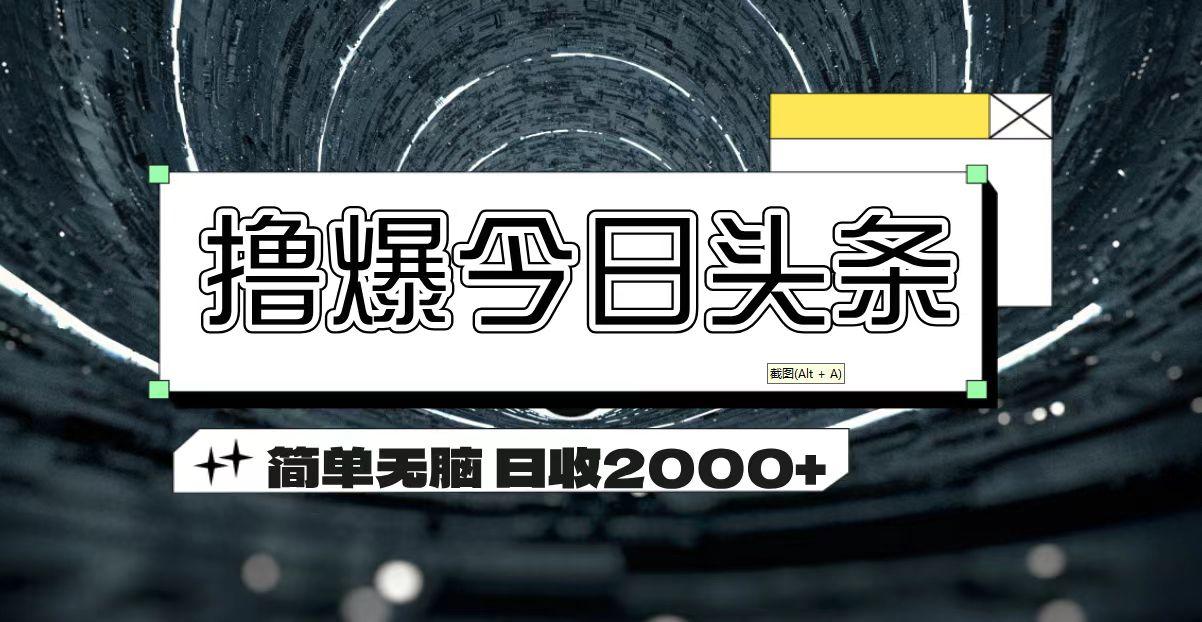 撸爆今日头条 简单无脑操作 日收2000+-网创小站
