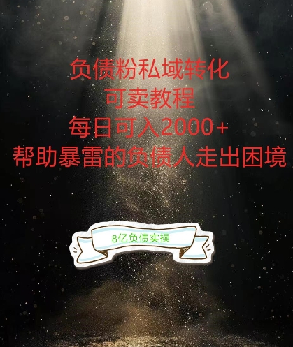 负债粉掘金计划，帮助负债者解决问题，债务规划，债务重组，最好的变现方式【揭秘】-网创小站