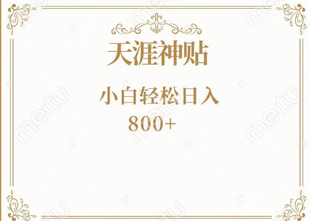 神级项目！天涯神贴再现江湖！小白轻松入手，三个月变现10w+-网创小站