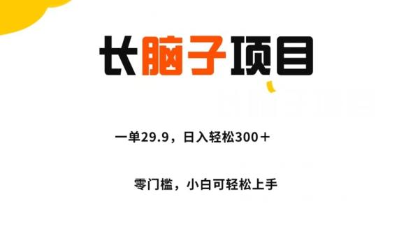 长脑子项目，一单29.9，日入轻松300＋，零门槛操作-网创小站