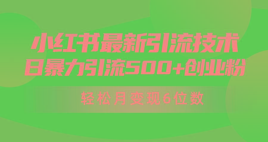 (9871期)日引500+月变现六位数24年最新小红书暴力引流兼职粉教程-网创小站