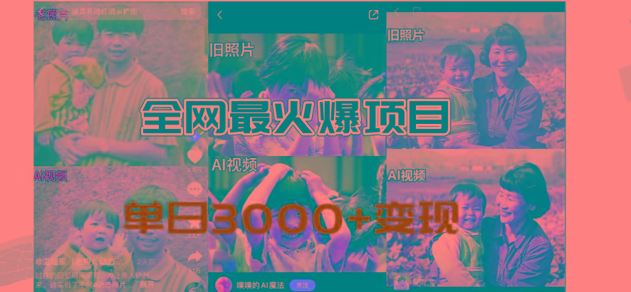 全网爆火的AI让老照片动起来教程，蹭热点日赚3000+，内含免费工具一键…-网创小站