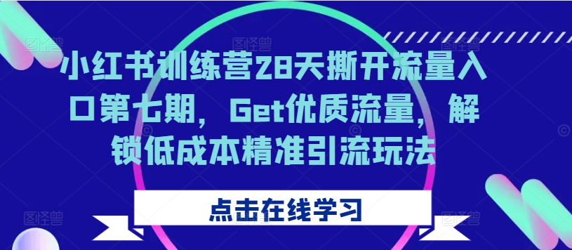 小红书训练营28天撕开流量入口第七期，Get优质流量，解锁低成本精准引流玩法-网创小站