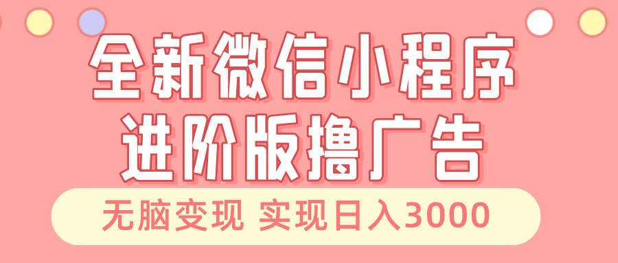 全新微信小程序进阶版撸广告 无脑变现睡后也有收入 日入3000＋-网创小站