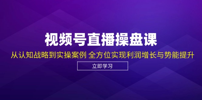 视频号直播操盘课，从认知战略到实操案例 全方位实现利润增长与势能提升-网创小站