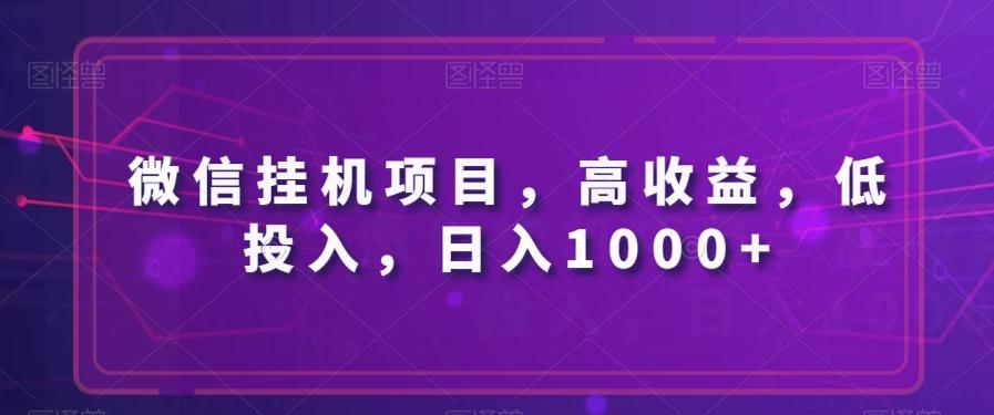 微信挂机项目，高收益，低投入，日入1000+-网创小站