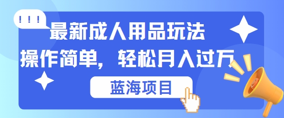 最新成人用品项目玩法，操作简单，动动手，轻松日入几张【揭秘】-网创小站