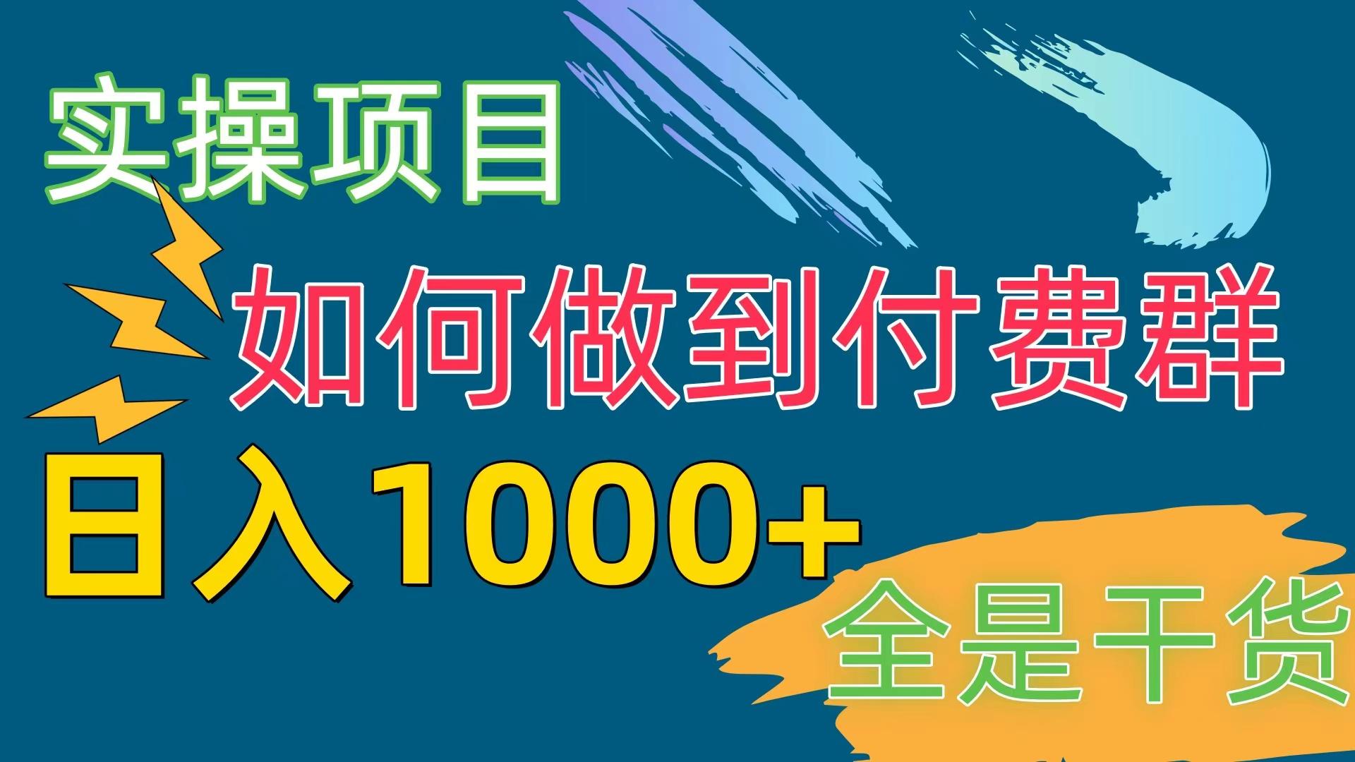 [实操项目]付费群赛道，日入1000+-网创小站