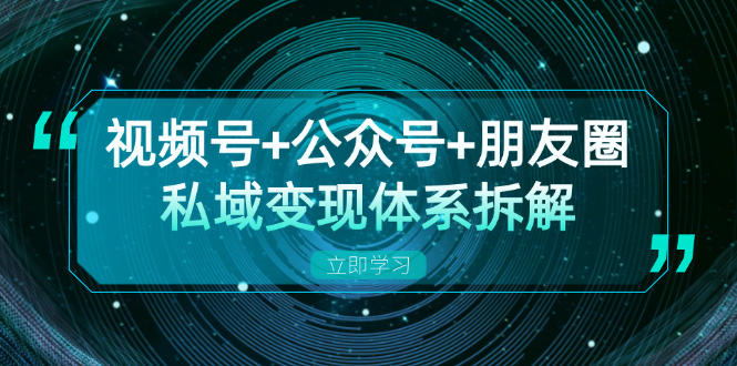 视频号+公众号+朋友圈私域变现体系拆解，全体平台流量枯竭下的应对策略-网创小站