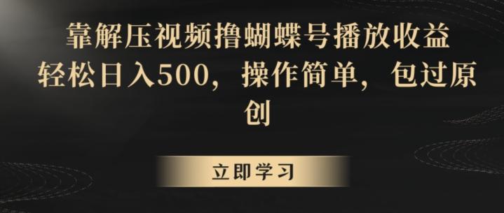 靠解压视频撸蝴蝶号播放收益，轻松日入500，操作简单，包过原创【揭秘】-网创小站