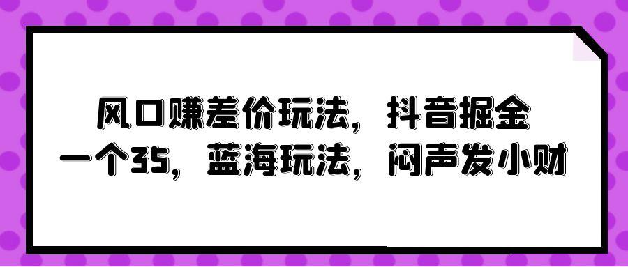 (10022期)风口赚差价玩法，抖音掘金，一个35，蓝海玩法，闷声发小财-网创小站