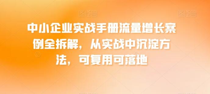 中小企业实战手册流量增长案例全拆解，从实战中沉淀方法，可复用可落地-网创小站