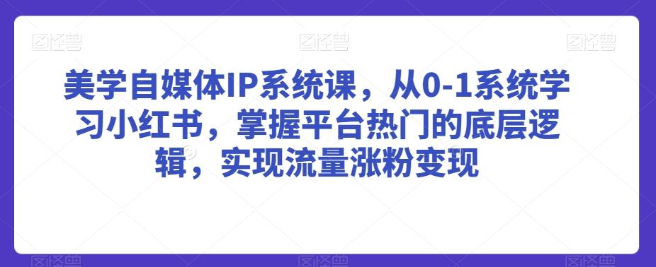 美学自媒体IP系统课，从0-1系统学习小红书，掌握平台热门的底层逻辑，实现流量涨粉变现-网创小站
