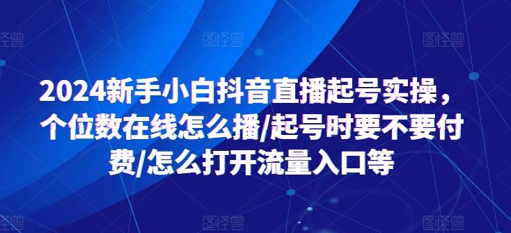 2024新手小白抖音直播起号实操，个位数在线怎么播/起号时要不要付费/怎么打开流量入口等-网创小站