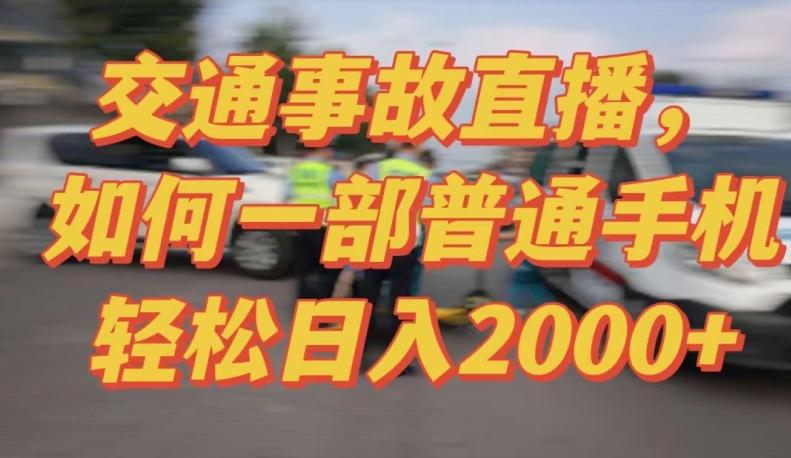 2024最新玩法半无人交通事故直播，实战式教学，轻松日入2000＋，人人都可做【揭秘】-网创小站