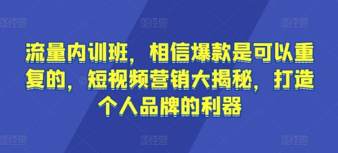 流量内训班，相信爆款是可以重复的，短视频营销大揭秘，打造个人品牌的利器-网创小站