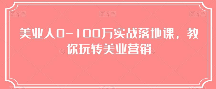 美业人0-100万实战落地课，教你玩转美业营销-网创小站
