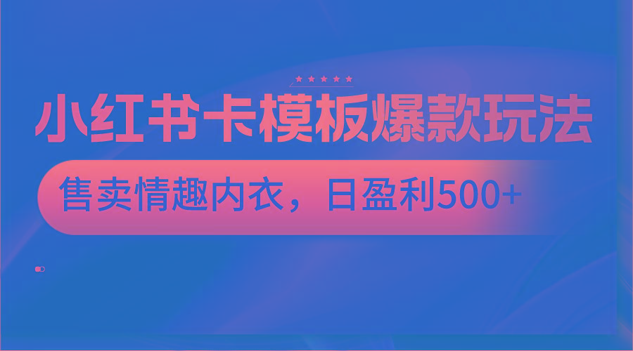 小红书卡模板爆款玩法，售卖情趣内衣，日盈利500+-网创小站