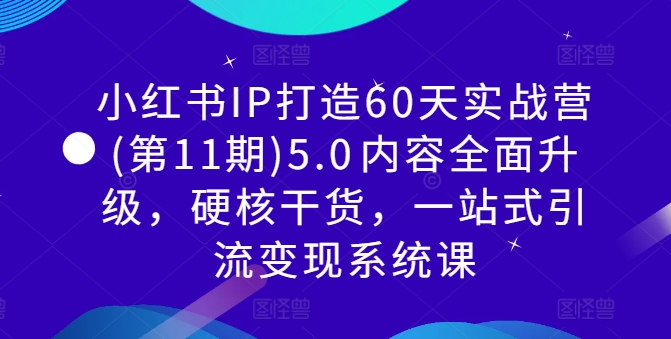 小红书IP打造60天实战营(第11期)5.0​内容全面升级，硬核干货，一站式引流变现系统课-网创小站