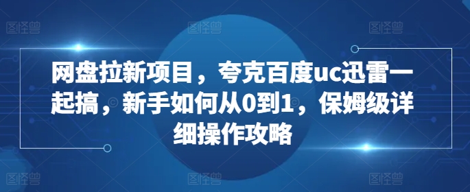 网盘拉新项目，夸克百度uc迅雷一起搞，新手如何从0到1，保姆级详细操作攻略-网创小站
