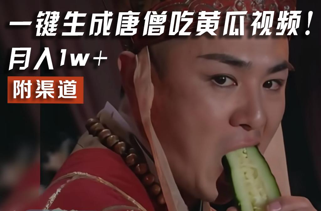 【情理之中，意料之外】火爆全网的唐僧吃黄瓜的视频！一键无脑生成，附渠道，月入1w+-网创小站