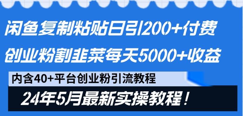 闲鱼复制粘贴日引200+付费创业粉，24年5月最新方法！割韭菜日稳定5000+收益-网创小站