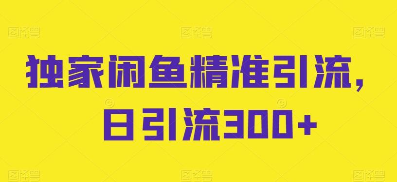 独家闲鱼精准引流，日引流300+【揭秘】-网创小站