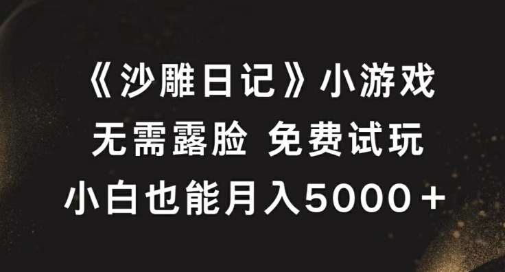 《沙雕日记》小游戏，无需露脸免费试玩，小白也能月入5000+【揭秘】-网创小站