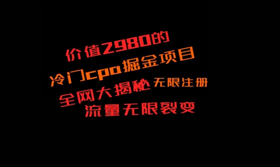 价值2980的CPA掘金项目大揭秘，号称当天收益200+，不见收益包赔双倍-网创小站