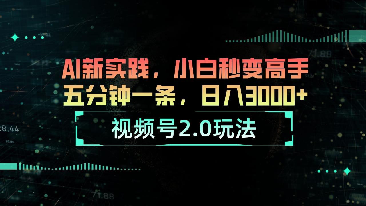 视频号2.0玩法 AI新实践，小白秒变高手五分钟一条，日入3000+-网创小站