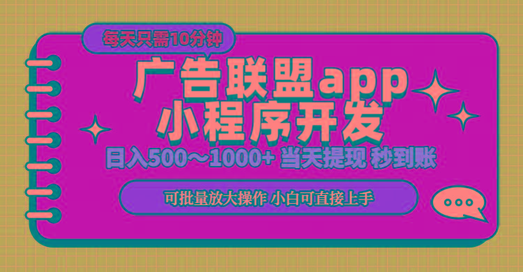 小程序开发 广告赚钱 日入500~1000+ 小白轻松上手！-网创小站
