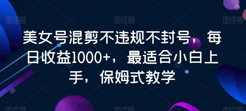 美女号混剪不违规不封号，每日收益1000+，最适合小白上手，保姆式教学-网创小站