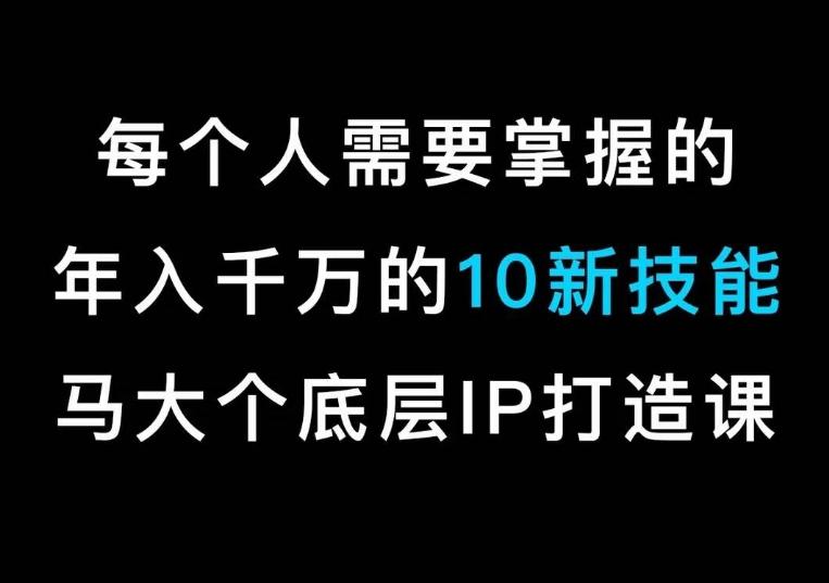 马大个的IP底层逻辑课，​每个人需要掌握的年入千万的10新技能，约会底层IP打造方法！-网创小站