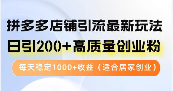 拼多多店铺引流最新玩法，日引200+高质量创业粉，每天稳定1000+收益(…-网创小站