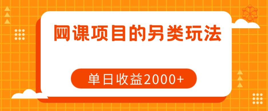 网课项目的另类玩法，单日收益2000+【揭秘】-网创小站